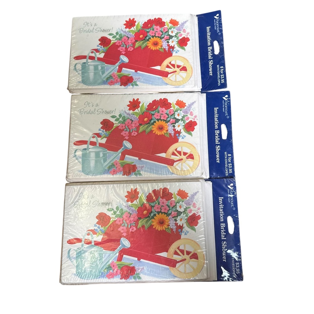 Paramount Bridal Shower Invitations Vintage Garden Floral‎ 24 Count 3 Packs NEW